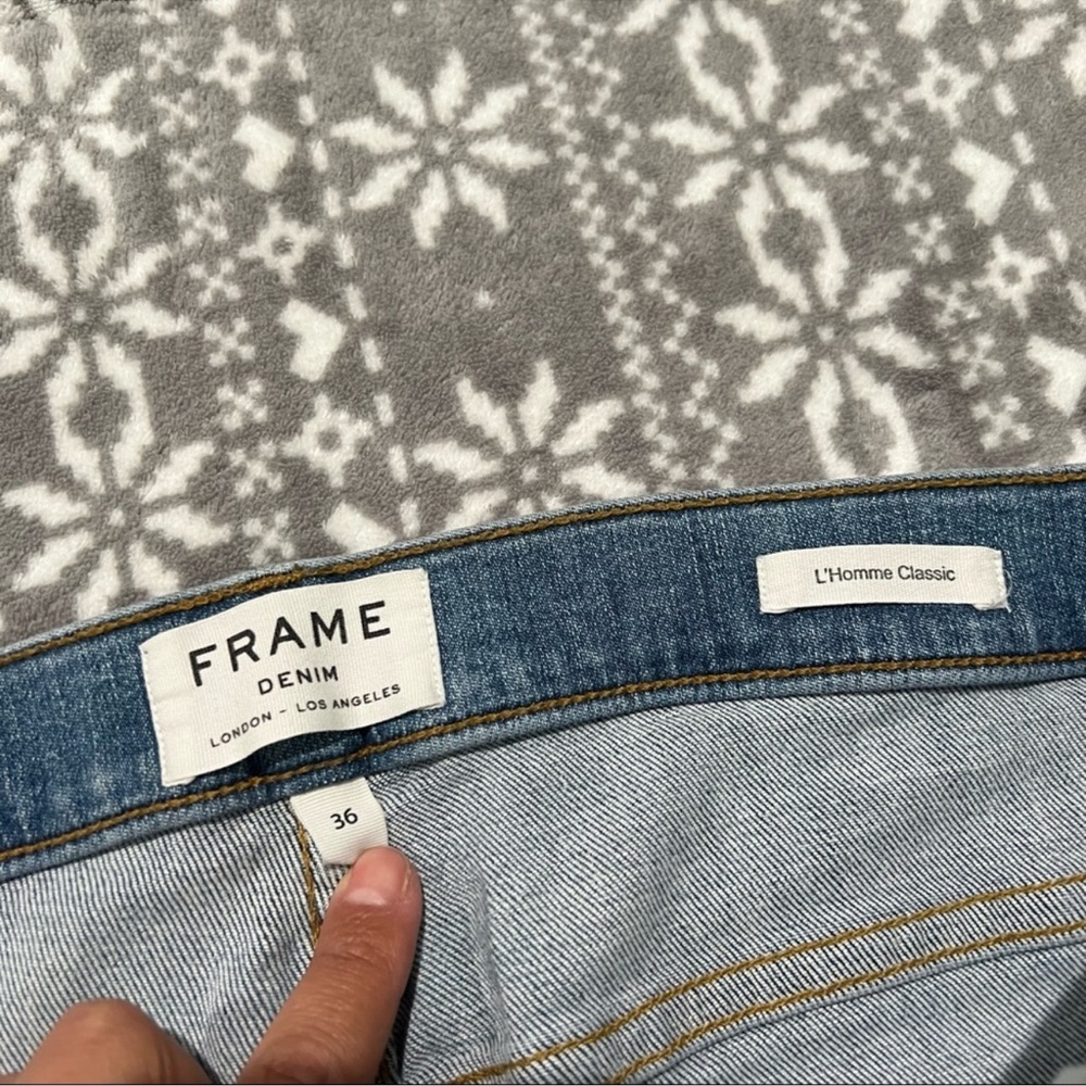 FRAME L'Homme Classic Straight Leg Jeans In Craters Wash Size 36 - Picture 8 of 12